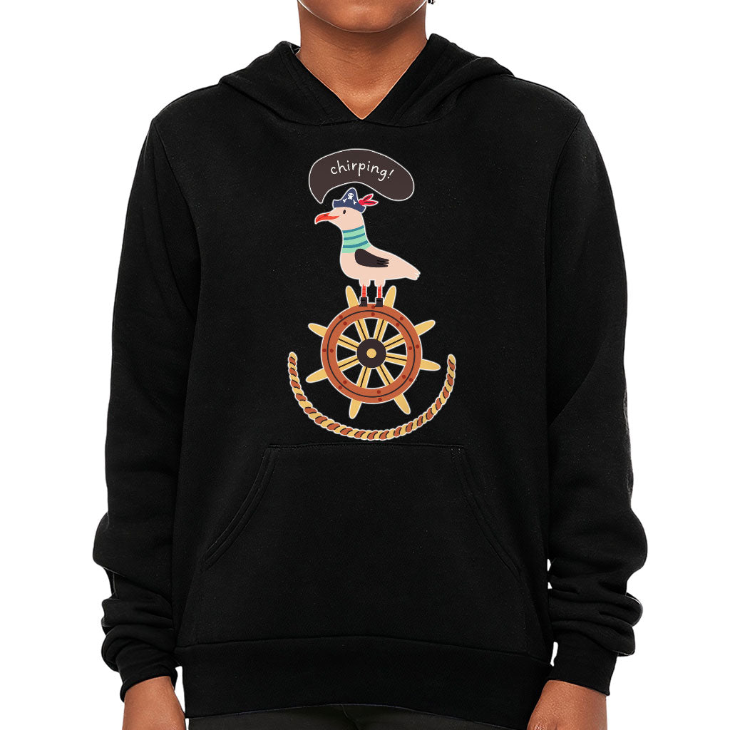 Sea Ship Themed Kids' Sponge Fleece Hoodie - Bird Kids' Hoodie - Printed Hoodie for Kids