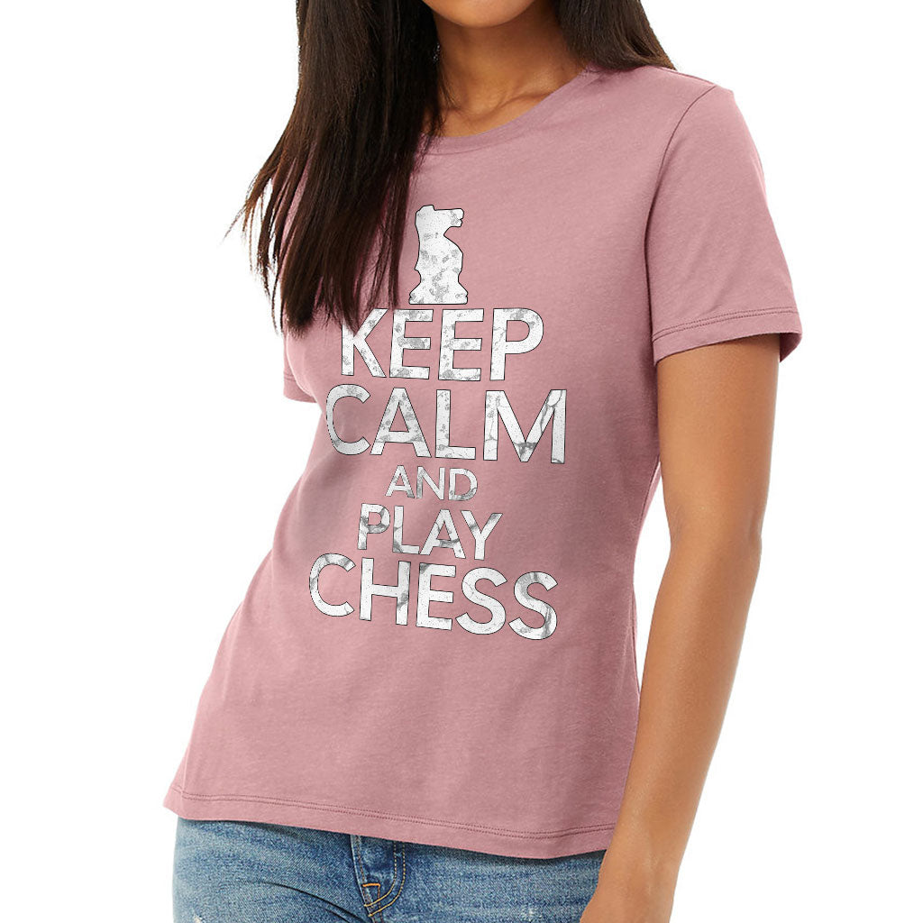 Keep Calm and Play Chess Women's T-Shirt - Cool Saying T-Shirt - Graphic Relaxed Tee