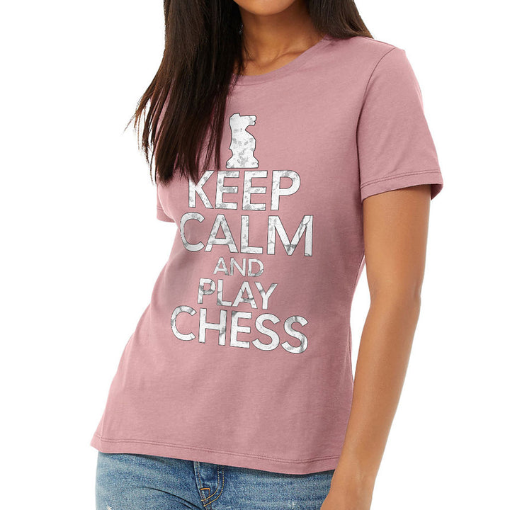 Keep Calm and Play Chess Women's T-Shirt - Cool Saying T-Shirt - Graphic Relaxed Tee