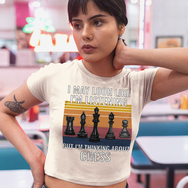 Chess Women's Crop Tee Shirt - Bright Cropped T-Shirt - Colorful Crop Top