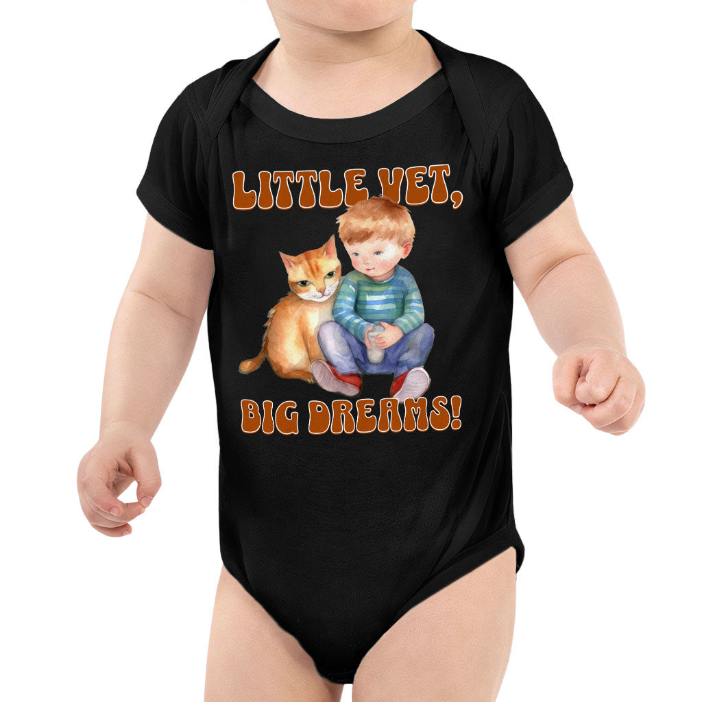 Little Vet Big Dream Baby Jersey Onesie - Cat Baby Bodysuit - Animal Lover Baby One-Piece