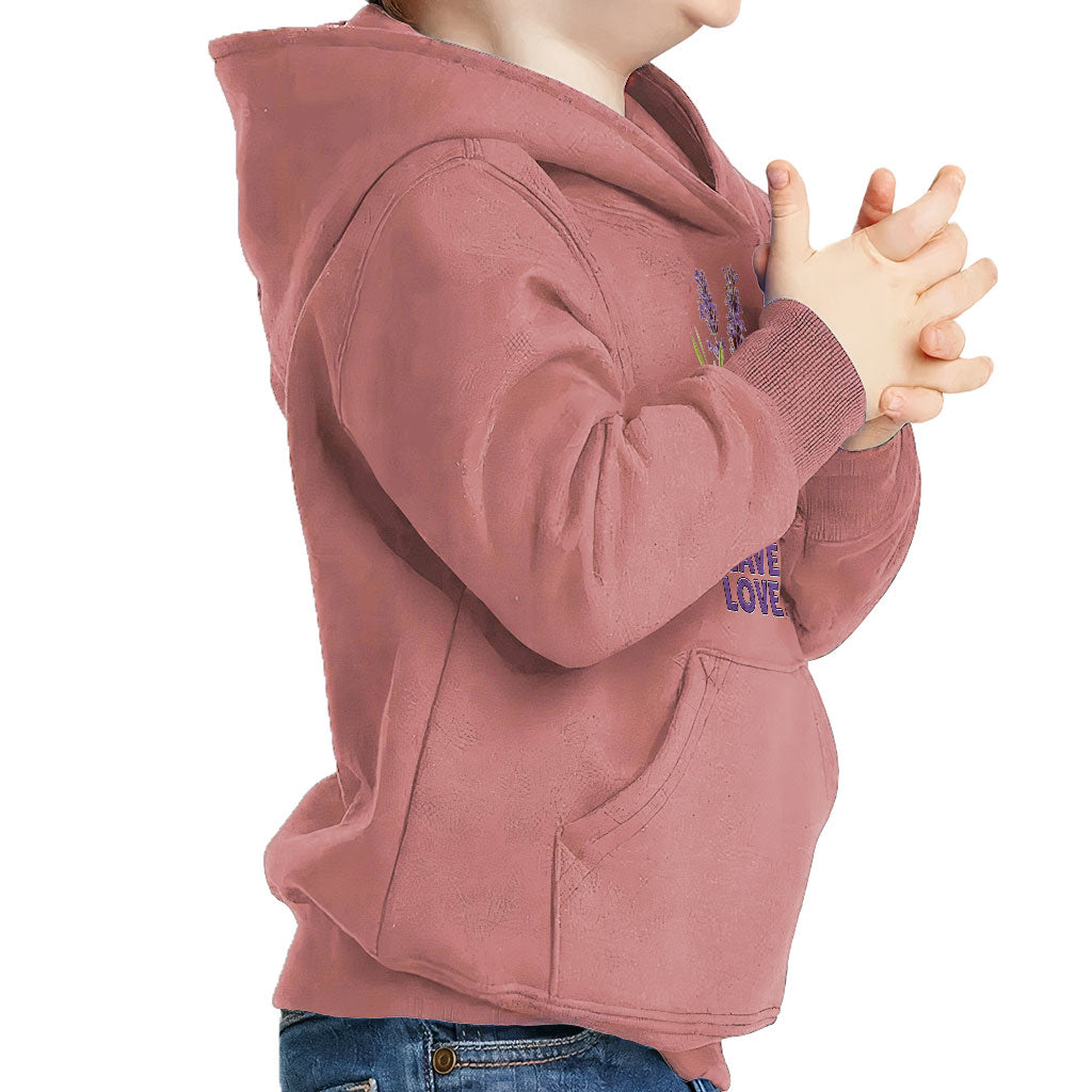 Lil' Lavender Lover Toddler Pullover Hoodie - Flower Themed Sponge Fleece Hoodie - Graphic Hoodie for Kids