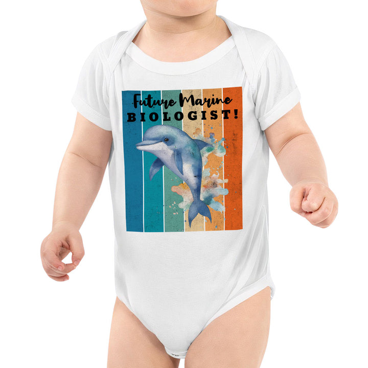 Future Marine Biologist Baby Jersey Onesie - Dolphin Baby Bodysuit - Printed Baby One-Piece