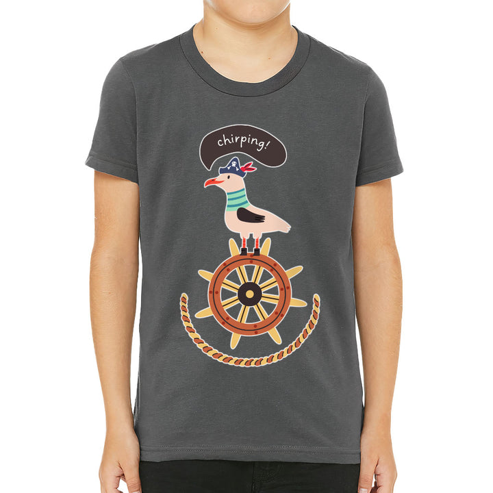 Sea Ship Themed Kids' T-Shirt - Bird T-Shirt - Printed Tee Shirt for Kids
