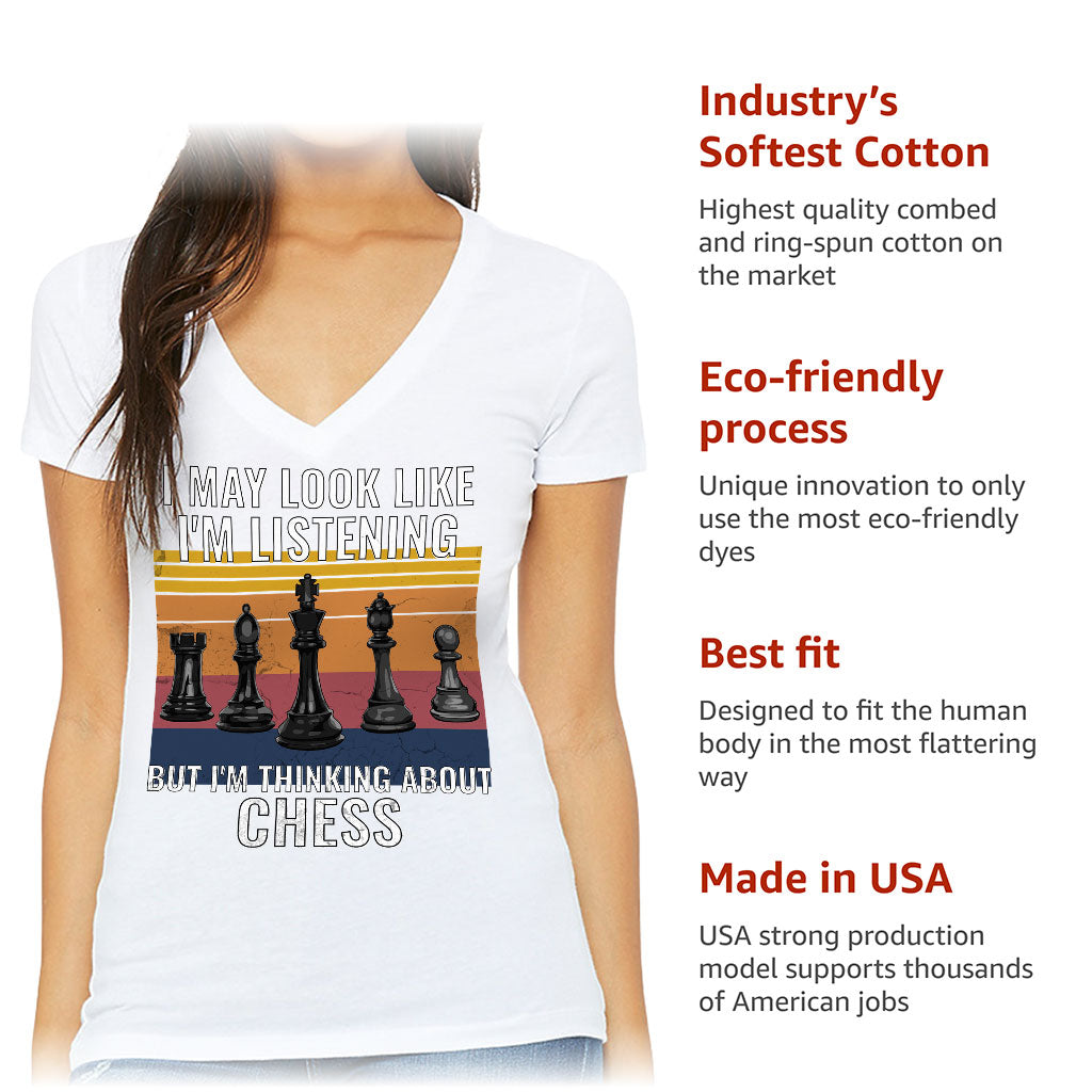 Chess Women's V-Neck T-Shirt - Bright V-Neck Tee - Colorful T-Shirt