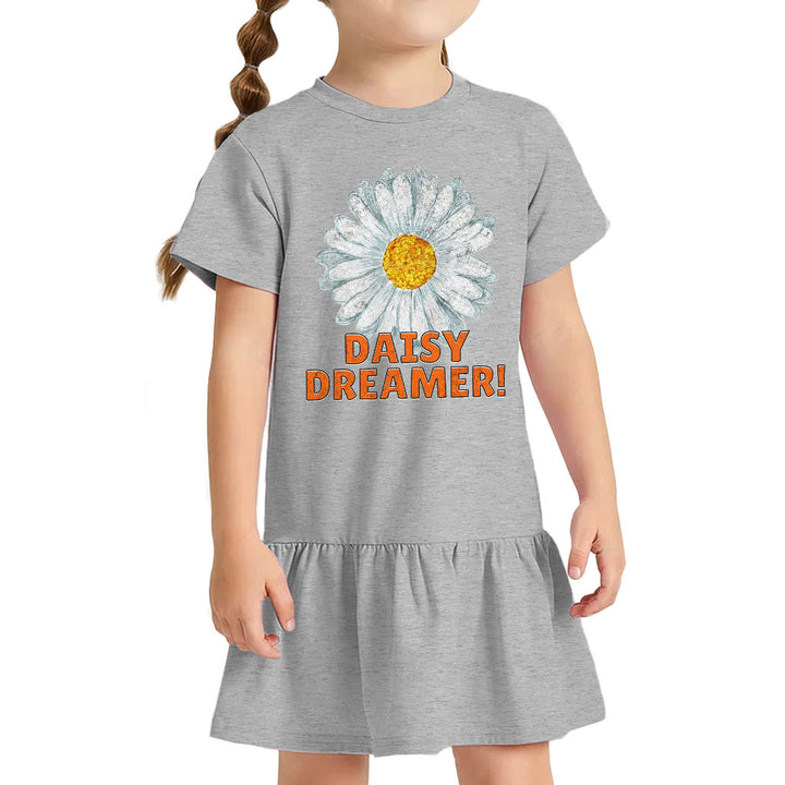 Daisy Dreamer Toddler Rib Dress - Minimalistic Girls' Dress - Printed Toddler Dress