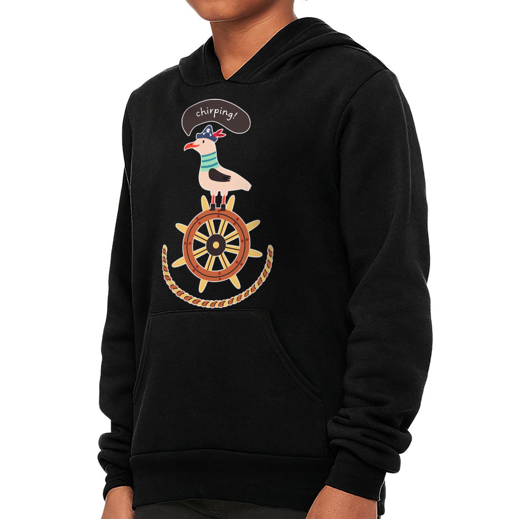 Sea Ship Themed Kids' Sponge Fleece Hoodie - Bird Kids' Hoodie - Printed Hoodie for Kids