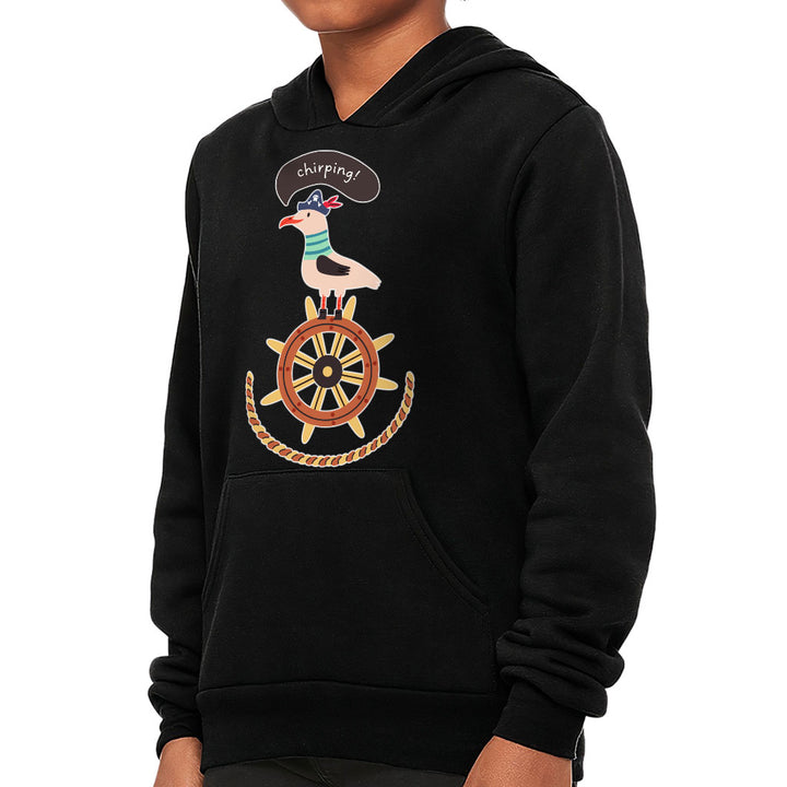Sea Ship Themed Kids' Sponge Fleece Hoodie - Bird Kids' Hoodie - Printed Hoodie for Kids