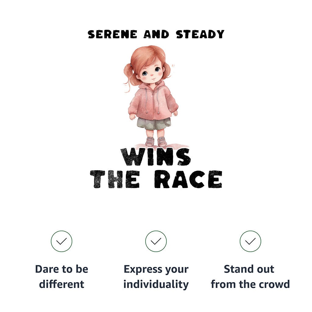 Serene and Steady Kids' Classic Fit T-Shirt - Cute Girl Graphic T-Shirt - Word Design Classic Fit Tee