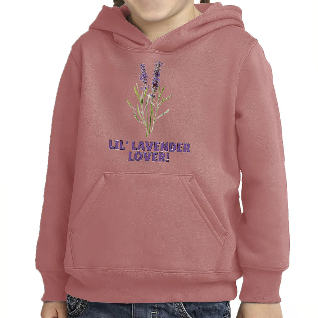Lil' Lavender Lover Toddler Pullover Hoodie - Flower Themed Sponge Fleece Hoodie - Graphic Hoodie for Kids