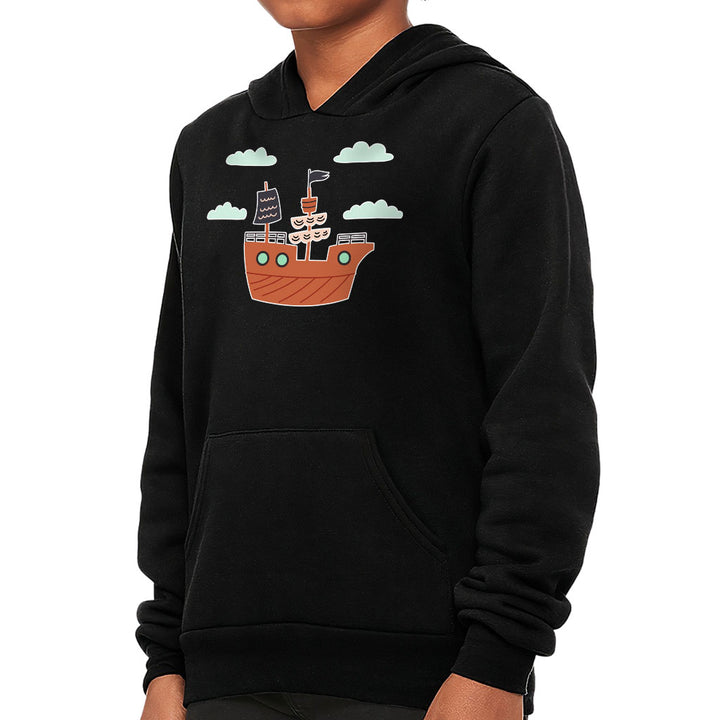 Pirate Ship Kids' Sponge Fleece Hoodie - Themed Kids' Hoodie - Bright Art Hoodie for Kids