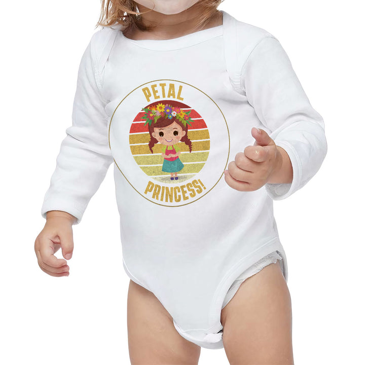Petal Princess Baby Long Sleeve Onesie - Cute Baby Long Sleeve Bodysuit - Graphic Baby One-Piece