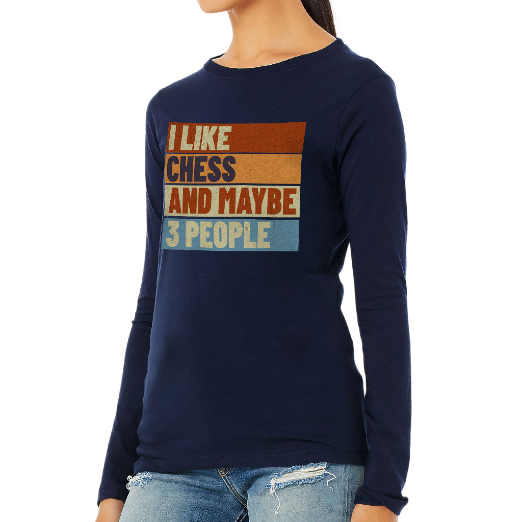 I Like Chess Women's Long Sleeve T-Shirt - Colorful Long Sleeve Tee - Art T-Shirt