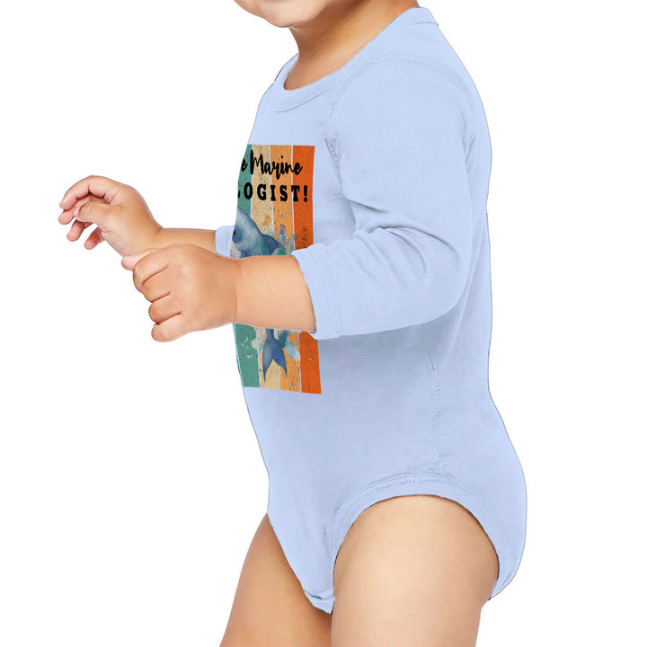 Future Marine Biologist Baby Long Sleeve Onesie - Dolphin Baby Long Sleeve Bodysuit - Printed Baby One-Piece