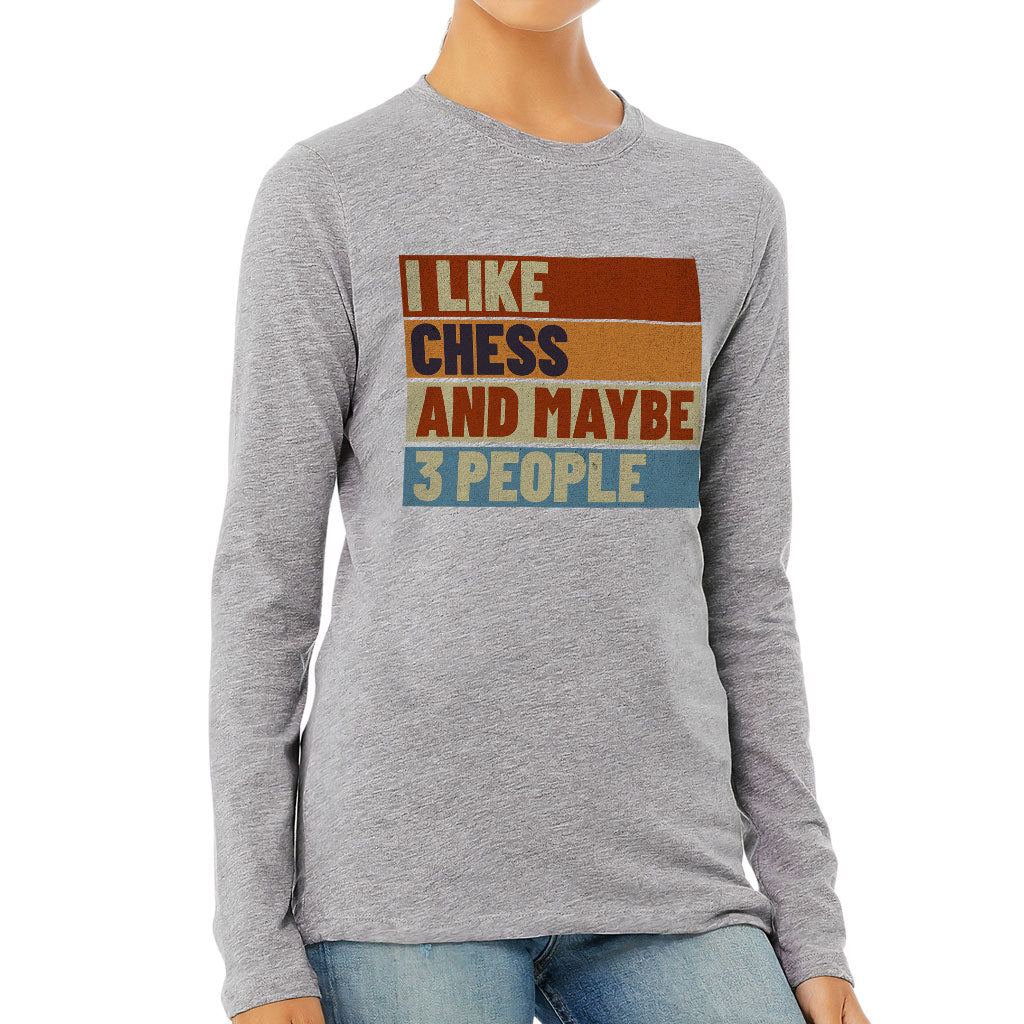 I Like Chess Women's Long Sleeve T-Shirt - Colorful Long Sleeve Tee - Art T-Shirt