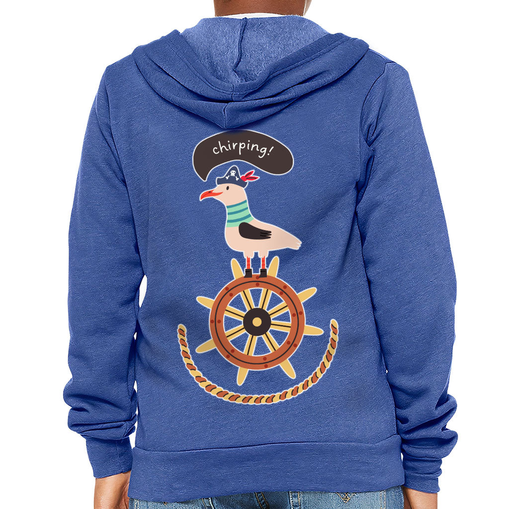 Sea Ship Themed Kids' Full-Zip Hoodie - Bird Hooded Sweatshirt - Printed Kids' Hoodie