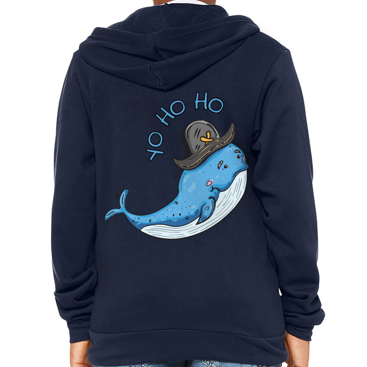 Whale Print Kids' Full-Zip Hoodie - Yo Ho Ho Hooded Sweatshirt - Graphic Kids' Hoodie