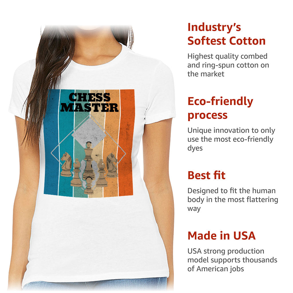 Chess Master Slim Fit T-Shirt - Board Game Women's T-Shirt - Art Slim Fit Tee