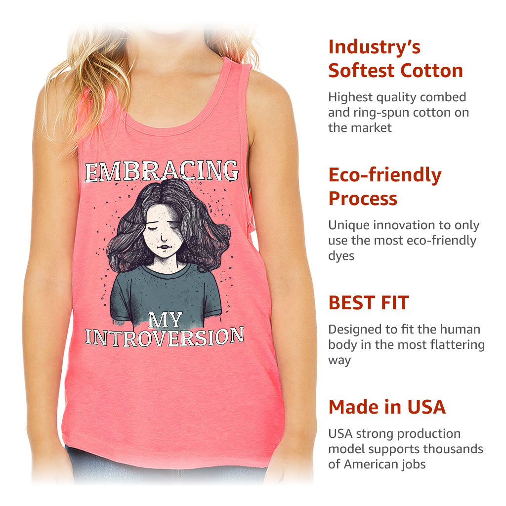 Embracing My Introversion Kids' Jersey Tank - Cute Print Sleeveless T-Shirt - Printed Kids' Tank Top