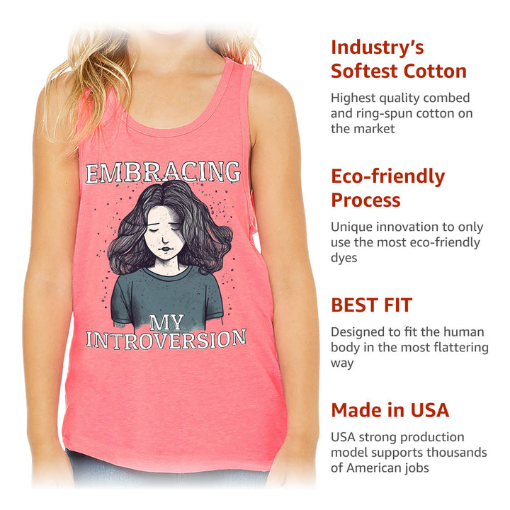 Embracing My Introversion Kids' Jersey Tank - Cute Print Sleeveless T-Shirt - Printed Kids' Tank Top