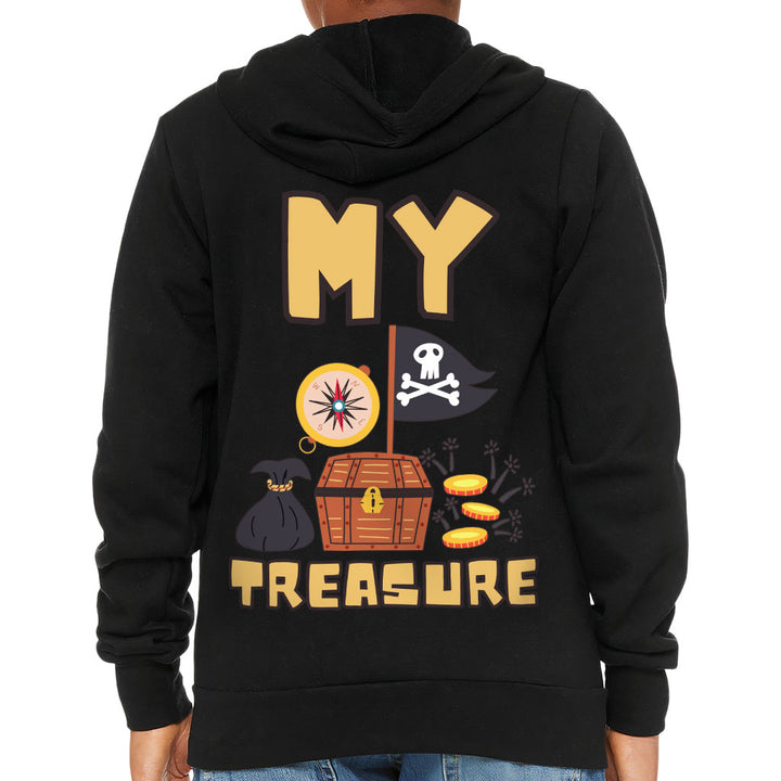 My Treasure Kids' Full-Zip Hoodie - Pirate Design Hooded Sweatshirt - Colorful Kids' Hoodie