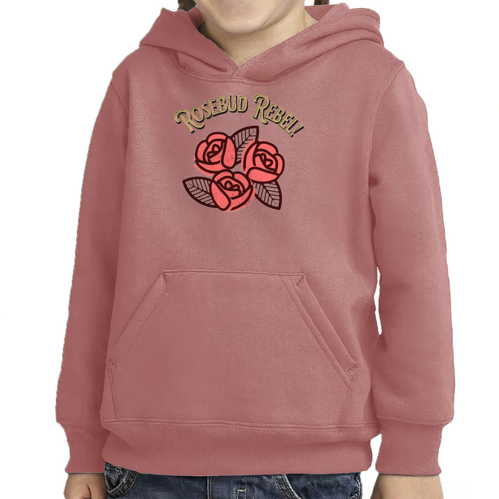 Rosebud Rebel Toddler Pullover Hoodie - Cute Sponge Fleece Hoodie - Flower Themed Hoodie for Kids