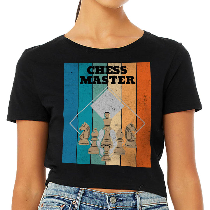 Chess Master Women's Cropped T-Shirt - Board Game Crop Top - Art Cropped Tee