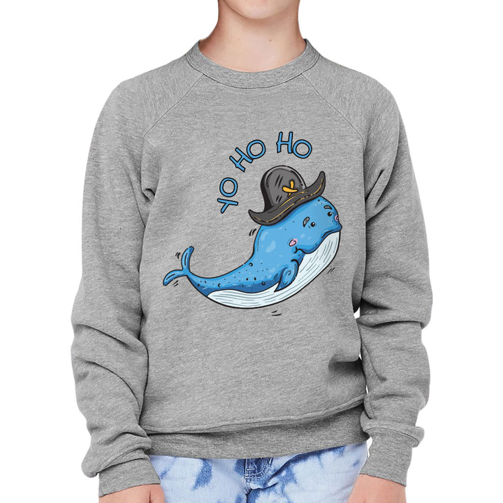 Whale Print Kids' Raglan Sweatshirt - Yo Ho Ho Sponge Fleece Sweatshirt - Graphic Sweatshirt