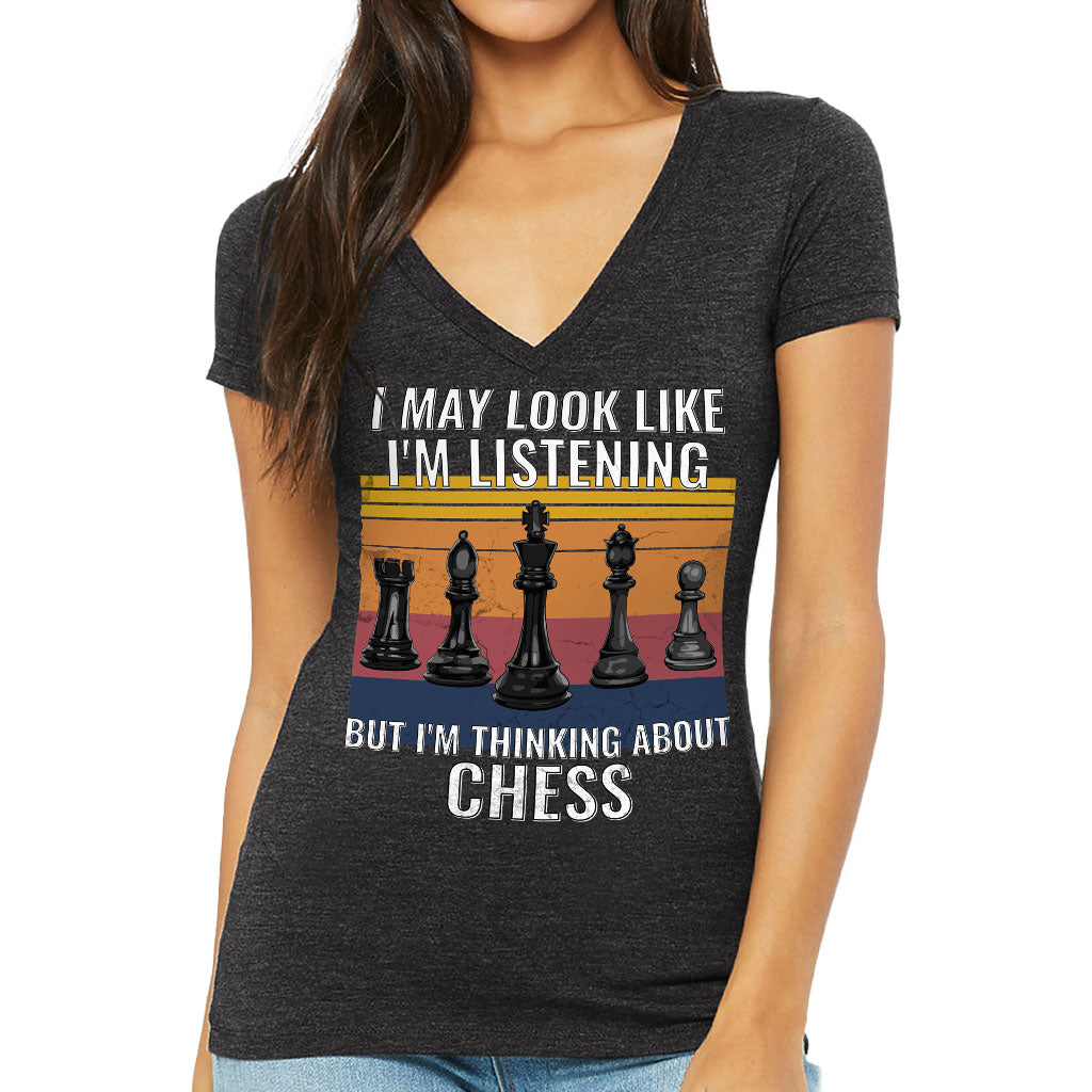 Chess Women's V-Neck T-Shirt - Bright V-Neck Tee - Colorful T-Shirt