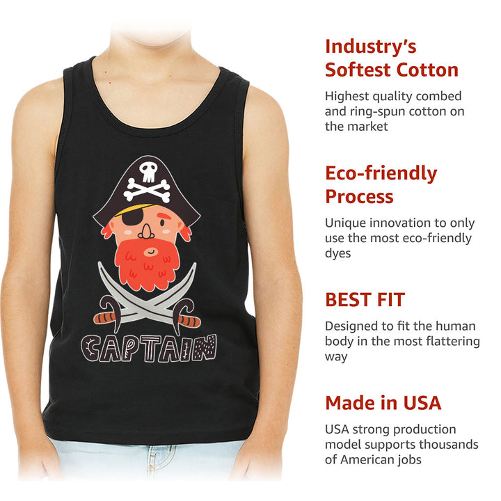 Captain Kids' Jersey Tank - Pirate Themed Sleeveless T-Shirt - Cool Kids' Tank Top