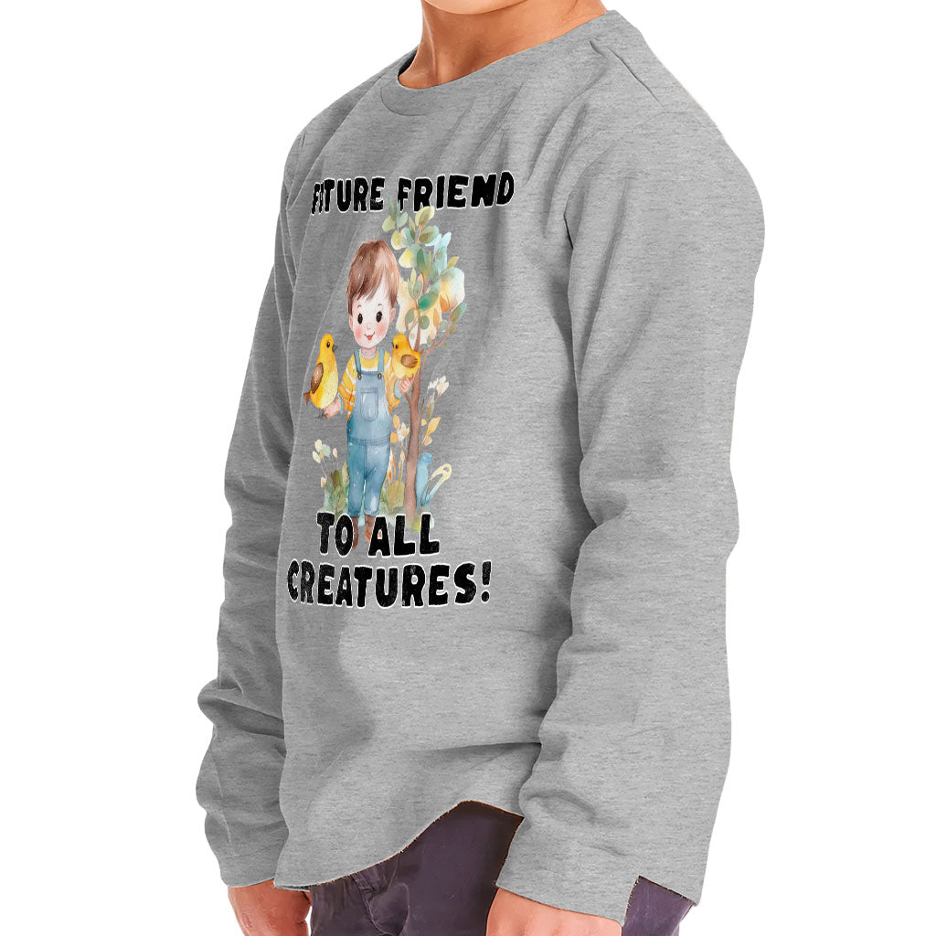 Future Friend for All Creatures Toddler Long Sleeve T-Shirt - Cute Kids' T-Shirt - Colorful Long Sleeve Tee