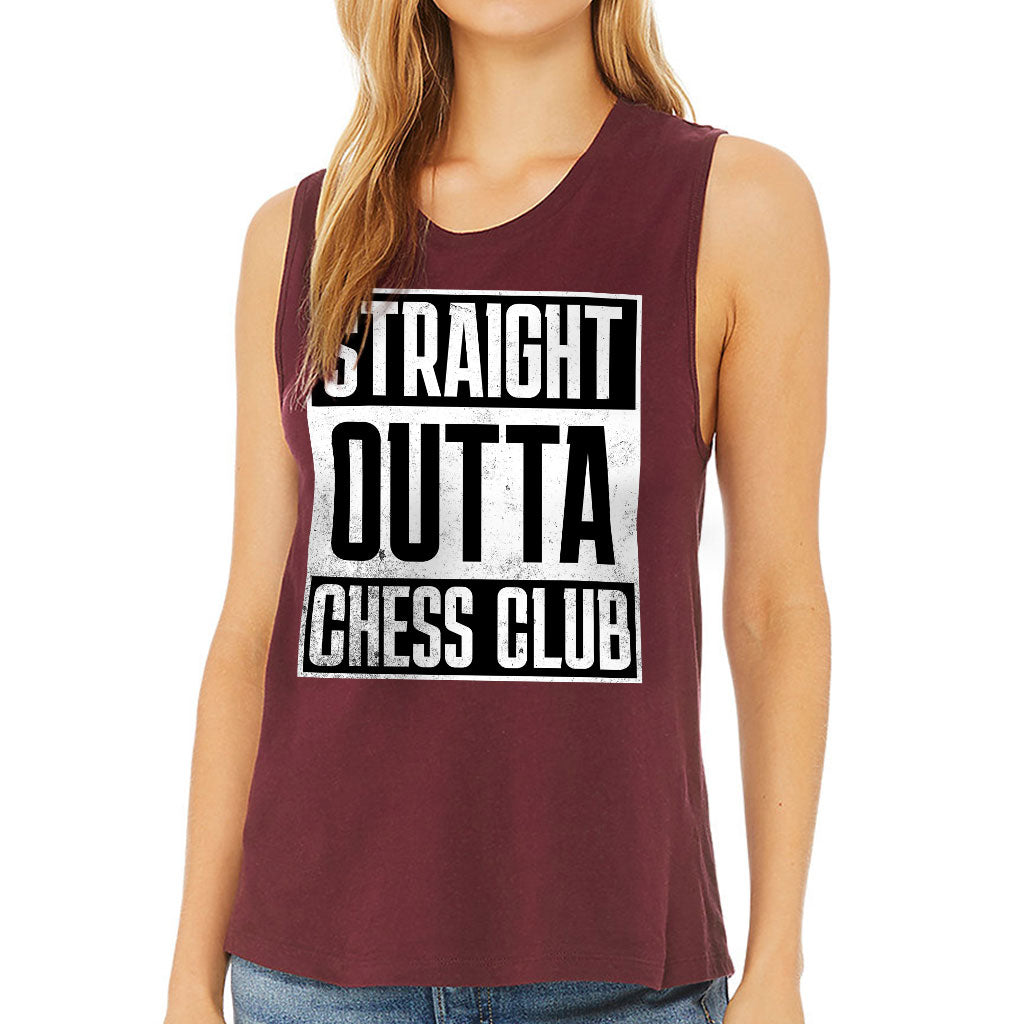Word Art Women's Muscle Tank - Chess Club Tank Top - Unique Workout Tank