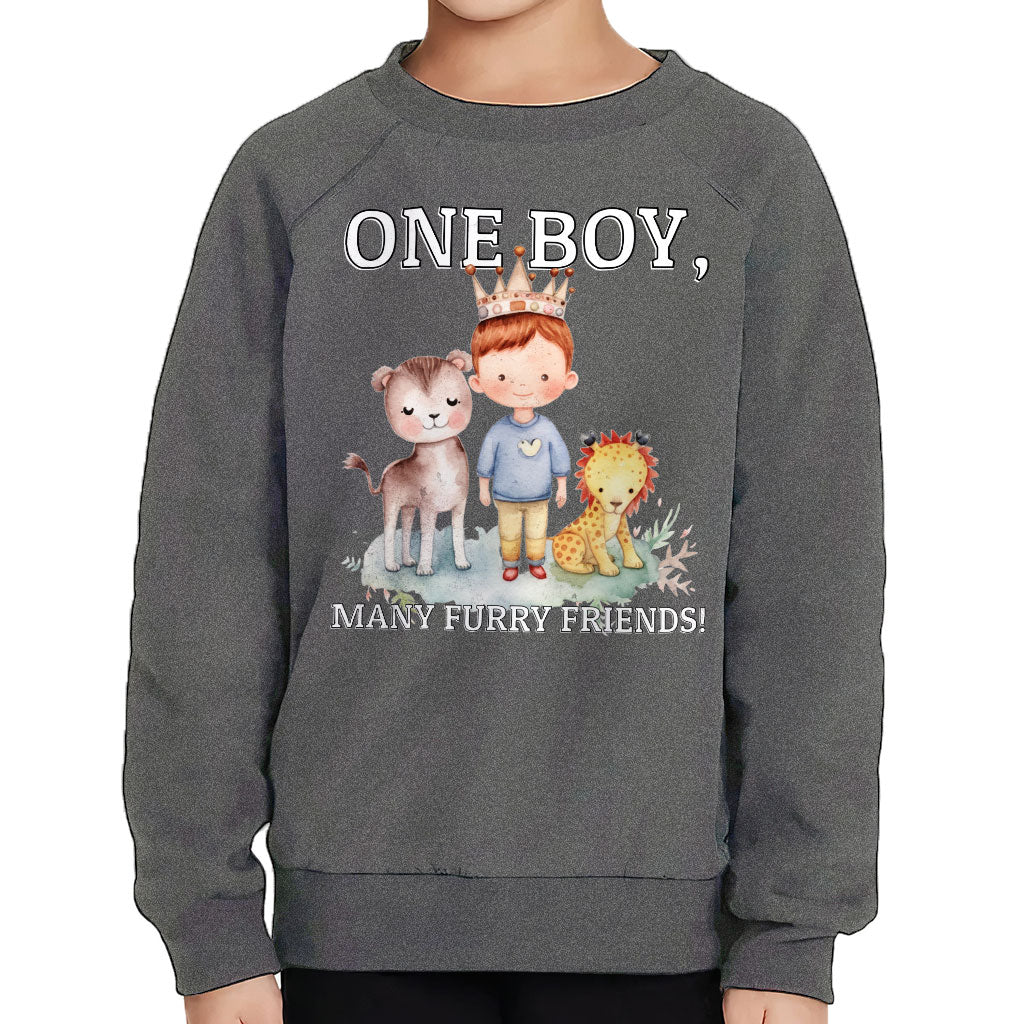 Many Furry Friends Toddler Raglan Sweatshirt - Animal Lover Sponge Fleece Sweatshirt - Graphic Kids' Sweatshirt