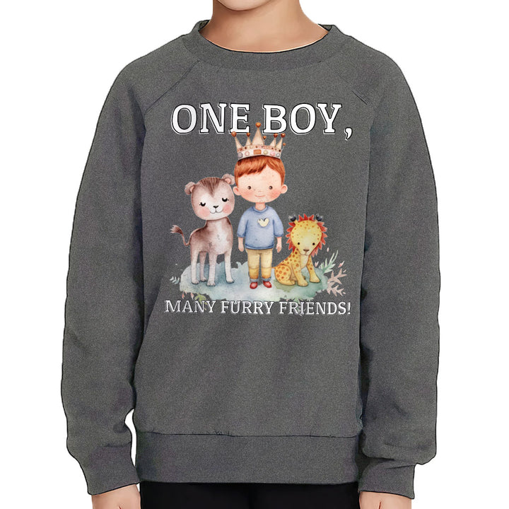 Many Furry Friends Toddler Raglan Sweatshirt - Animal Lover Sponge Fleece Sweatshirt - Graphic Kids' Sweatshirt