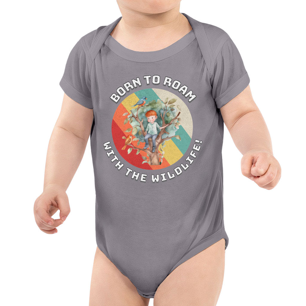Born to Roam Baby Jersey Onesie - Birds Baby Bodysuit - Colorful Baby One-Piece