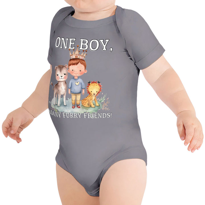Many Furry Friends Baby Jersey Onesie - Animal Lover Baby Bodysuit - Graphic Baby One-Piece