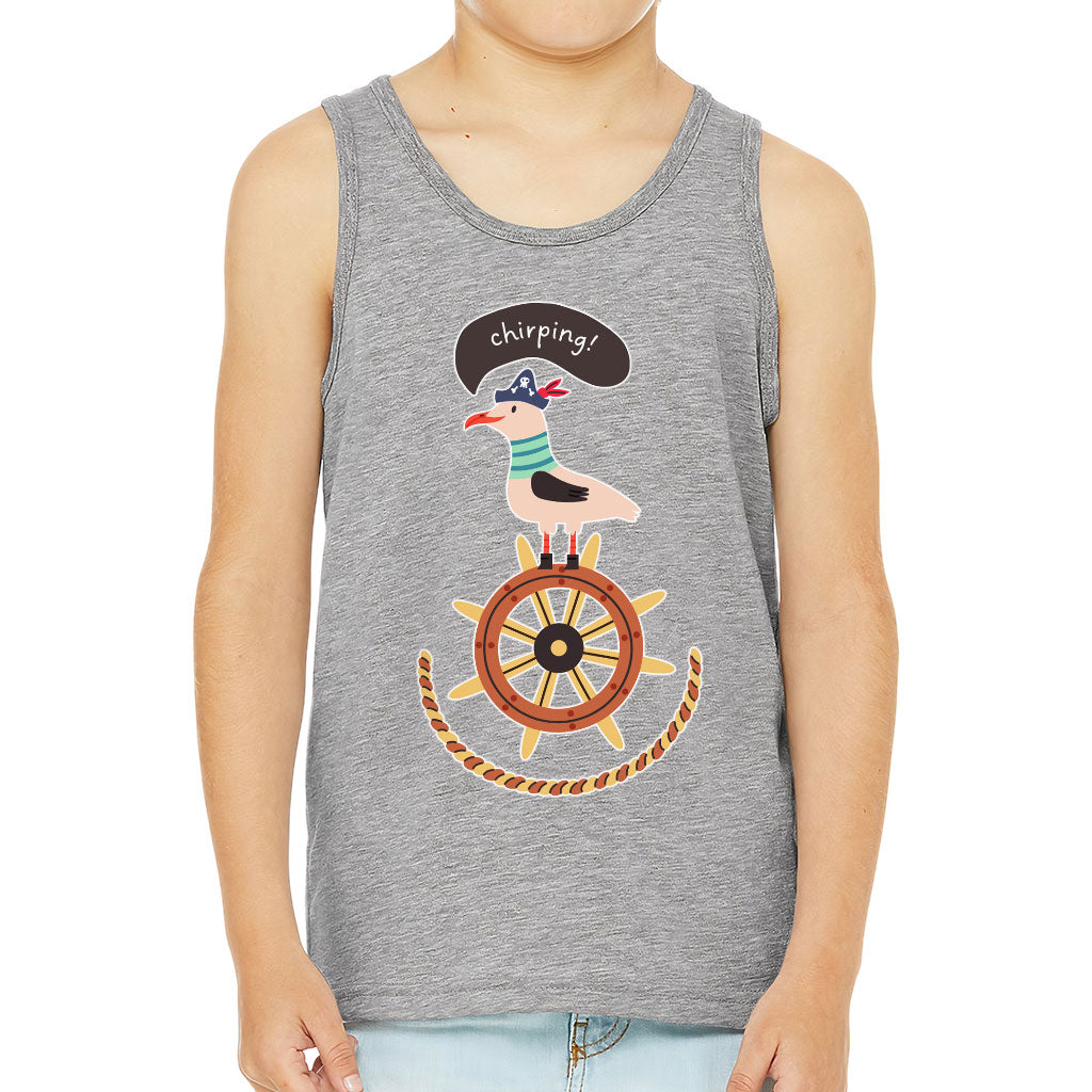Sea Ship Themed Kids' Jersey Tank - Bird Sleeveless T-Shirt - Printed Kids' Tank Top