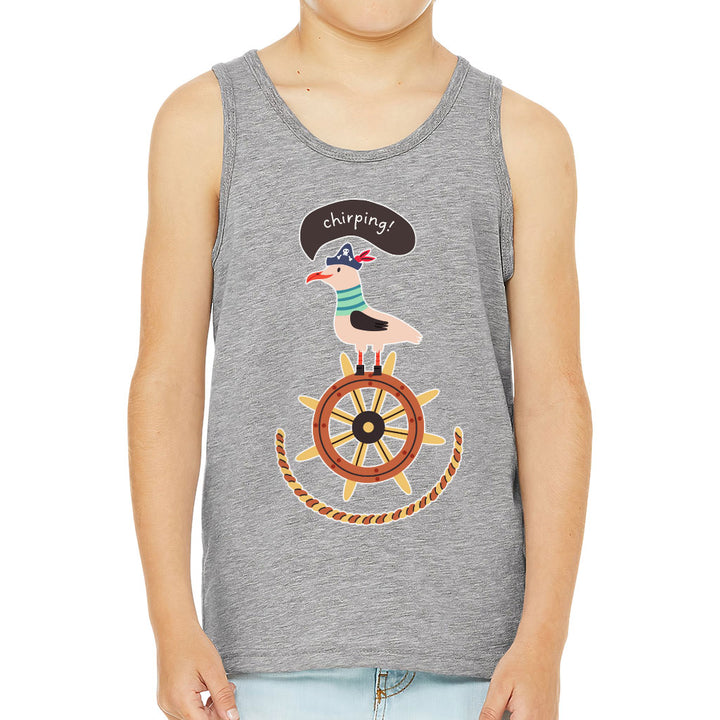 Sea Ship Themed Kids' Jersey Tank - Bird Sleeveless T-Shirt - Printed Kids' Tank Top