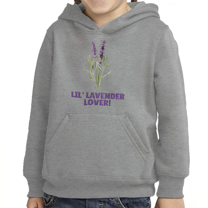 Lil' Lavender Lover Toddler Pullover Hoodie - Flower Themed Sponge Fleece Hoodie - Graphic Hoodie for Kids