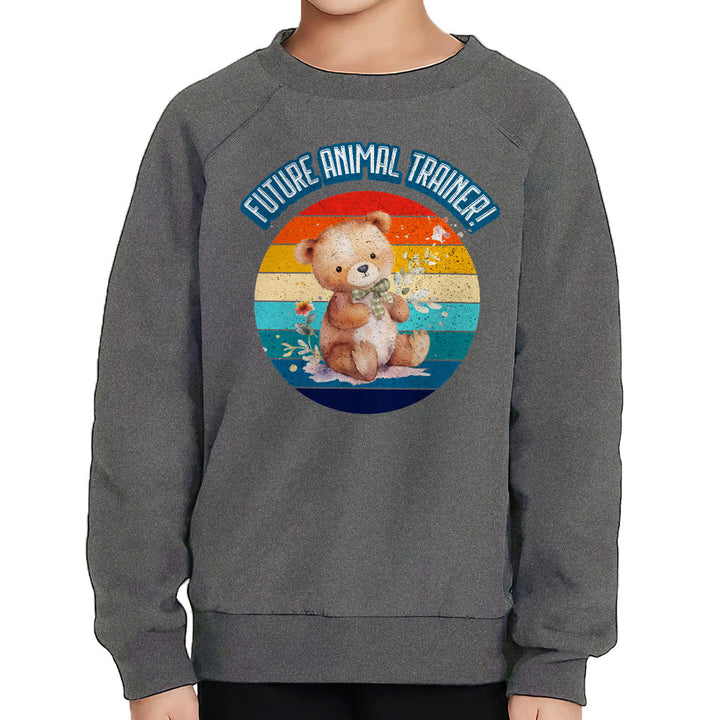 Future Animal Trainer Toddler Raglan Sweatshirt - Teddy Bear Sponge Fleece Sweatshirt - Printed Kids' Sweatshirt