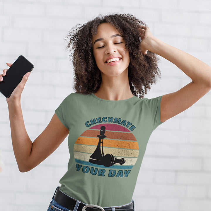 Checkmate Your Day Women's T-Shirt - Colorful T-Shirt - Printed Relaxed Tee
