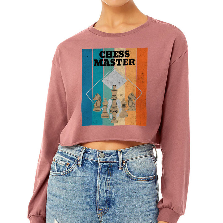 Chess Master Cropped Long Sleeve T-Shirt - Board Game Women's T-Shirt - Art Long Sleeve Tee