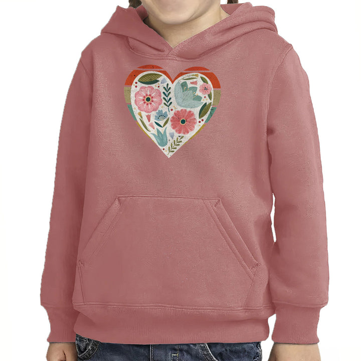Flower Heart Toddler Pullover Hoodie - Colorful Sponge Fleece Hoodie - Printed Hoodie for Kids