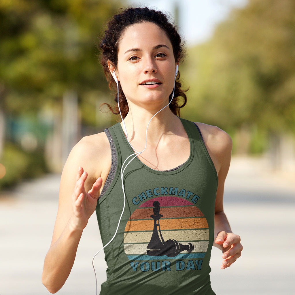 Checkmate Your Day Women's Racerback Tank - Colorful Tank Top - Printed Workout Tank