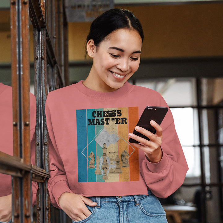 Chess Master Cropped Long Sleeve T-Shirt - Board Game Women's T-Shirt - Art Long Sleeve Tee