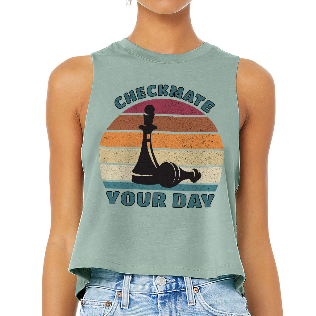 Checkmate Your Day Racerback Cropped Tank - Colorful Women's Tank - Printed Tank Top