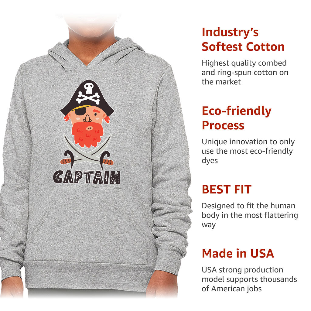 Captain Kids' Sponge Fleece Hoodie - Pirate Themed Kids' Hoodie - Cool Hoodie for Kids