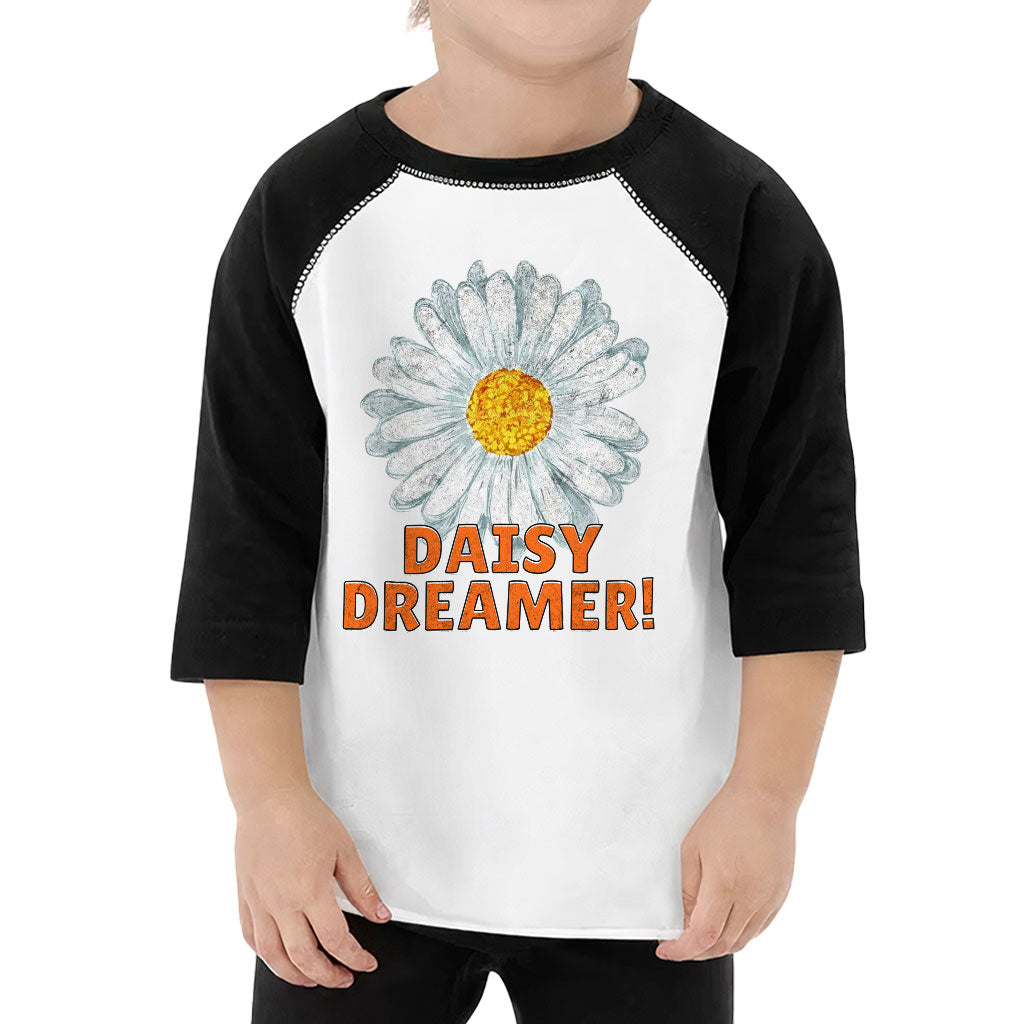Daisy Dreamer Toddler Baseball T-Shirt - Minimalistic 3/4 Sleeve T-Shirt - Printed Kids' Baseball Tee