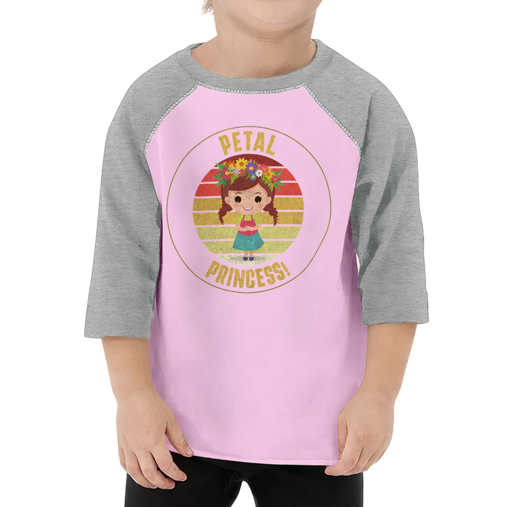 Petal Princess Toddler Baseball T-Shirt - Cute 3/4 Sleeve T-Shirt - Graphic Kids' Baseball Tee