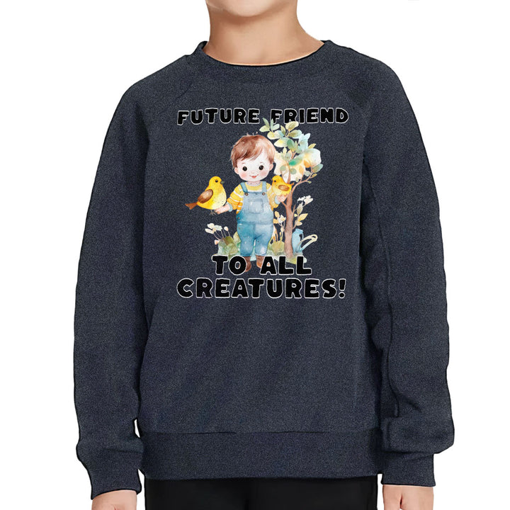 Future Friend for All Creatures Toddler Raglan Sweatshirt - Cute Sponge Fleece Sweatshirt - Colorful Kids' Sweatshirt